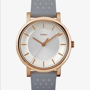 Timex Leather Strap Gold Watch